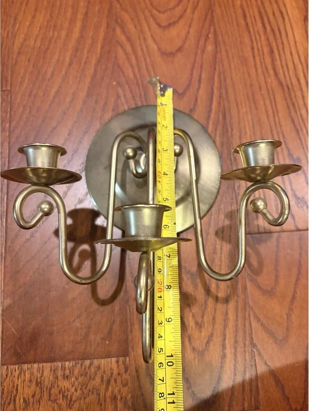 Brass Tone Candelabra Candle Holder Sconce 3 Tapers HOMCO Wall Mount